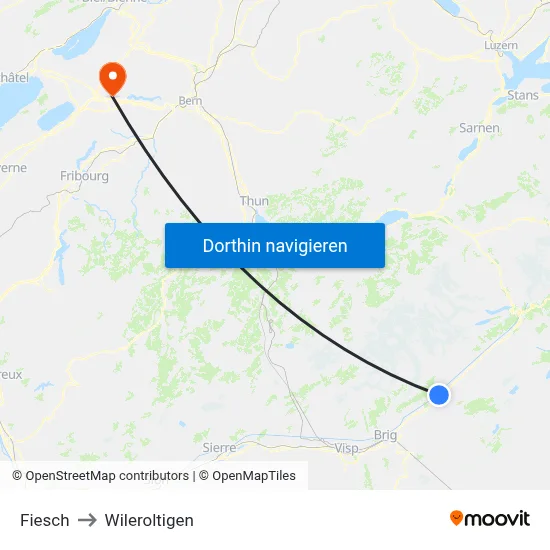 Fiesch to Wileroltigen map