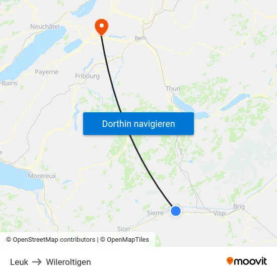 Leuk to Wileroltigen map