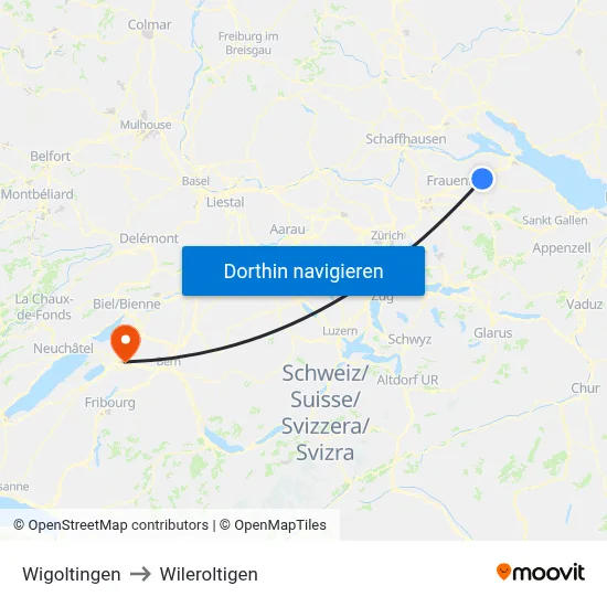 Wigoltingen to Wileroltigen map