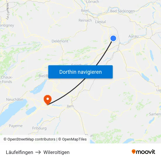 Läufelfingen to Wileroltigen map