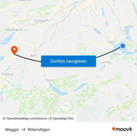 Weggis to Wileroltigen map