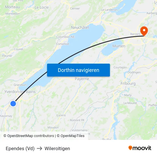 Ependes (Vd) to Wileroltigen map