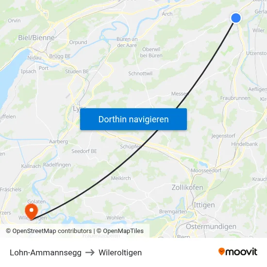 Lohn-Ammannsegg to Wileroltigen map
