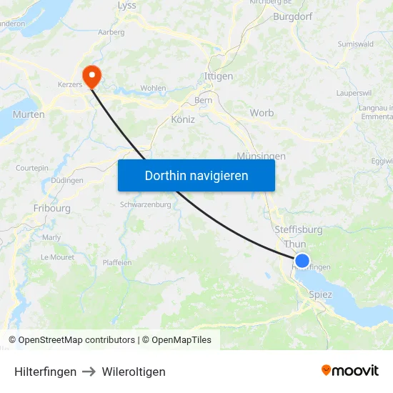 Hilterfingen to Wileroltigen map