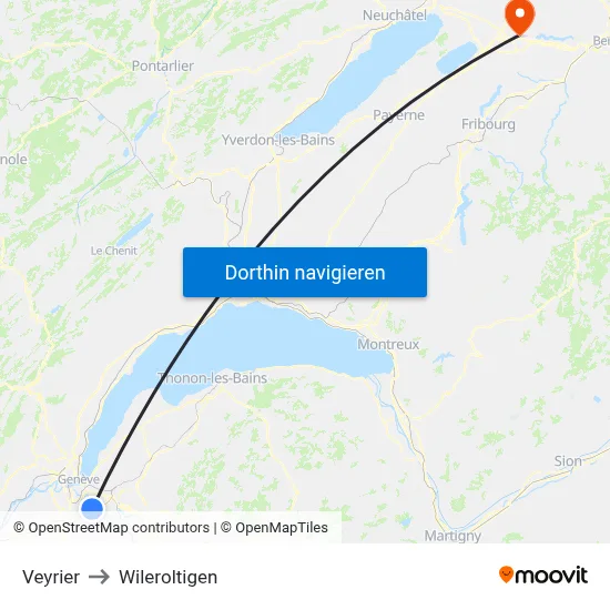 Veyrier to Wileroltigen map