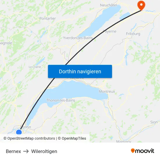 Bernex to Wileroltigen map