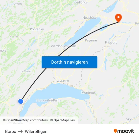 Borex to Wileroltigen map