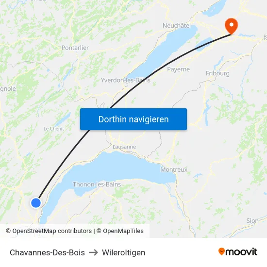 Chavannes-Des-Bois to Wileroltigen map