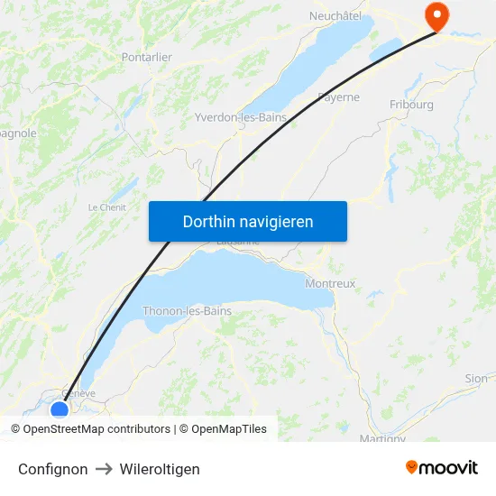 Confignon to Wileroltigen map