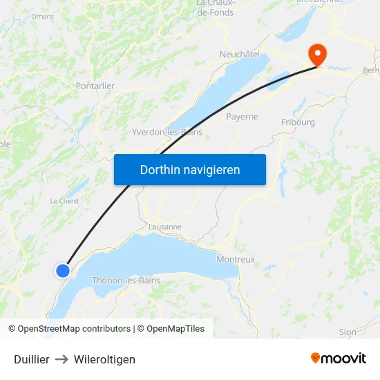 Duillier to Wileroltigen map
