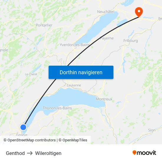 Genthod to Wileroltigen map