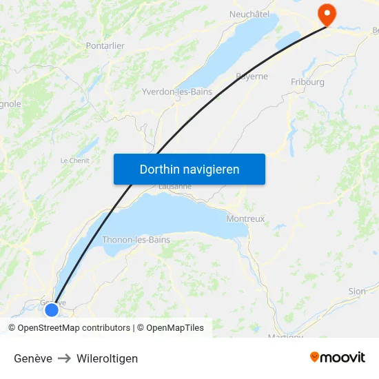 Genève to Wileroltigen map