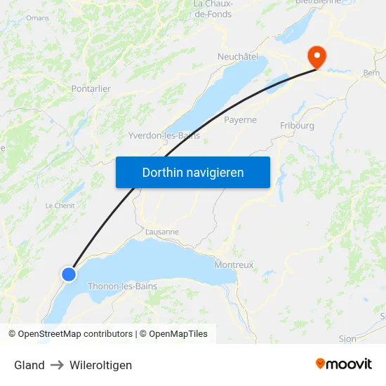 Gland to Wileroltigen map