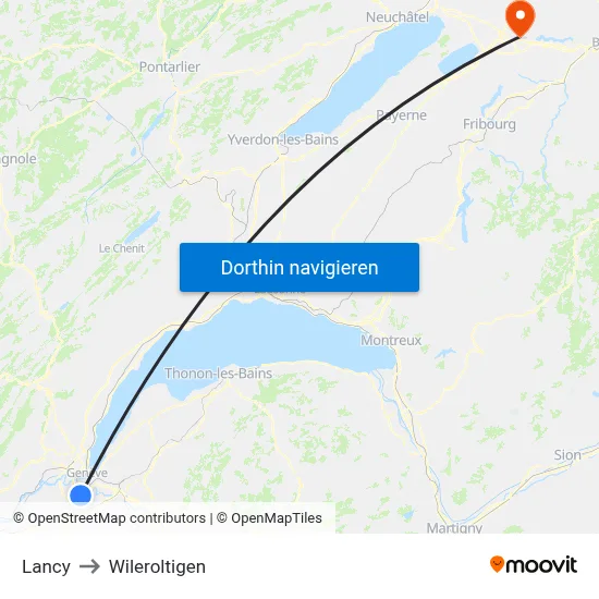 Lancy to Wileroltigen map