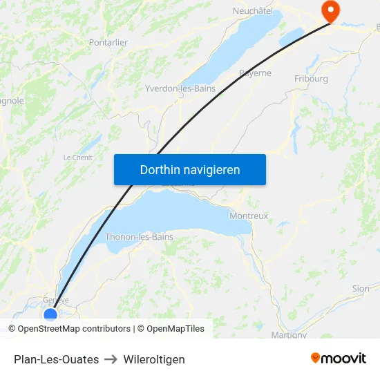 Plan-Les-Ouates to Wileroltigen map