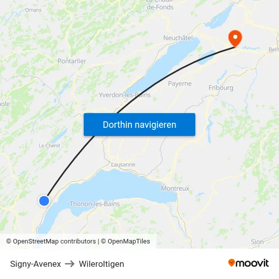 Signy-Avenex to Wileroltigen map