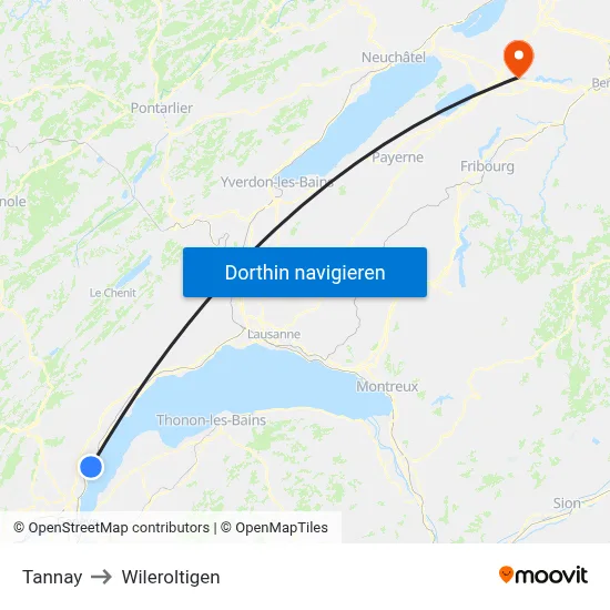 Tannay to Wileroltigen map