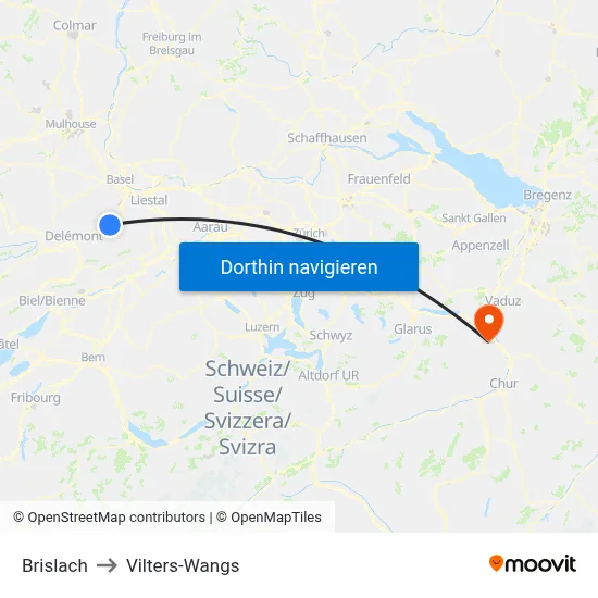 Brislach to Vilters-Wangs map