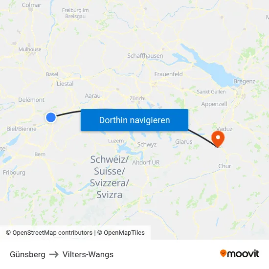Günsberg to Vilters-Wangs map