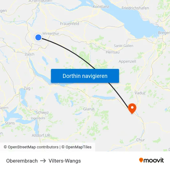 Oberembrach to Vilters-Wangs map