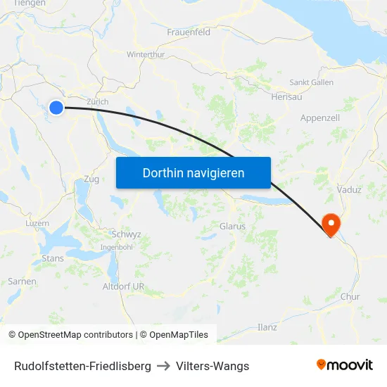 Rudolfstetten-Friedlisberg to Vilters-Wangs map