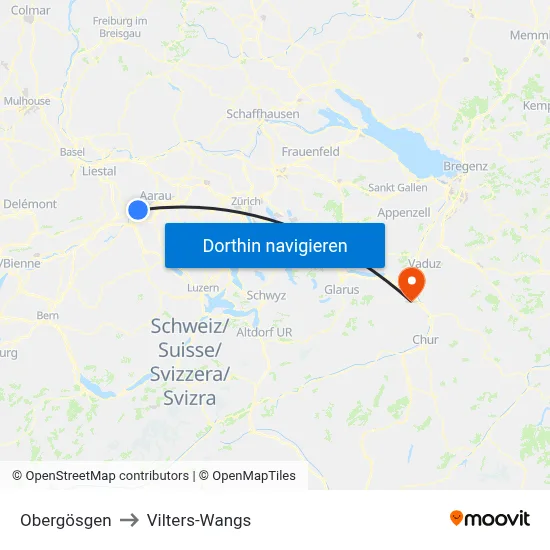 Obergösgen to Vilters-Wangs map