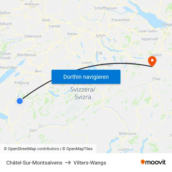 Châtel-Sur-Montsalvens to Vilters-Wangs map
