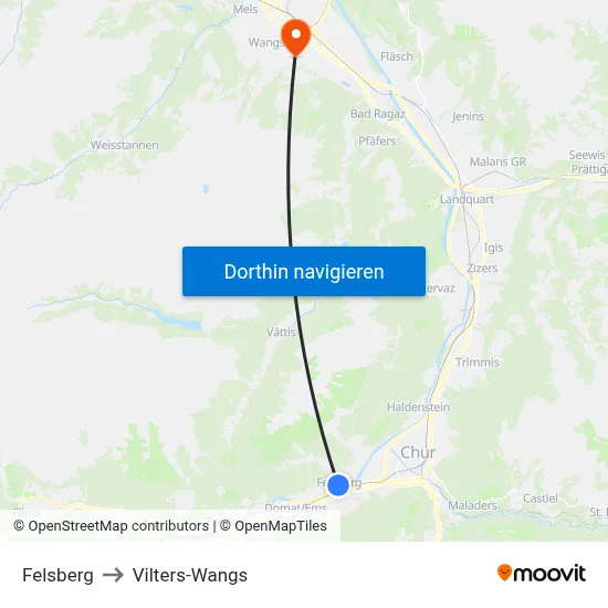 Felsberg to Vilters-Wangs map