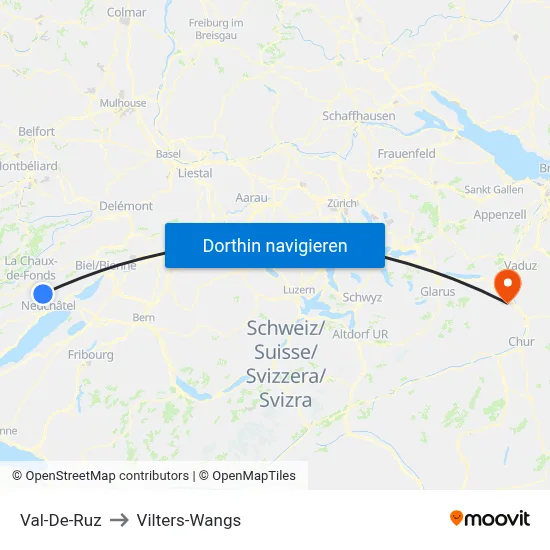 Val-De-Ruz to Vilters-Wangs map