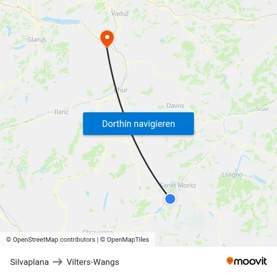 Silvaplana to Vilters-Wangs map