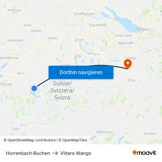 Horrenbach-Buchen to Vilters-Wangs map