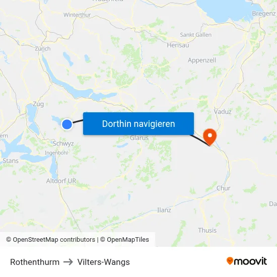 Rothenthurm to Vilters-Wangs map