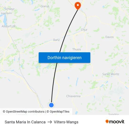 Santa Maria In Calanca to Vilters-Wangs map