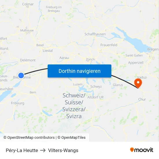 Péry-La Heutte to Vilters-Wangs map