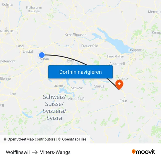 Wölflinswil to Vilters-Wangs map