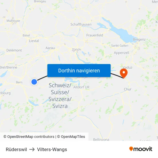 Rüderswil to Vilters-Wangs map