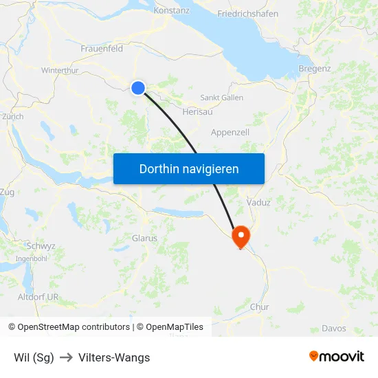 Wil (Sg) to Vilters-Wangs map