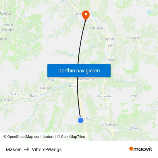Masein to Vilters-Wangs map