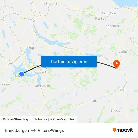 Ennetbürgen to Vilters-Wangs map