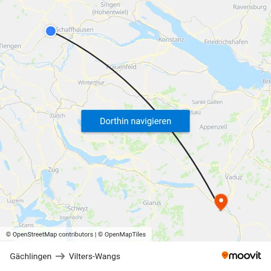 Gächlingen to Vilters-Wangs map
