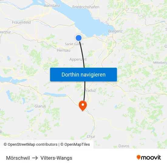 Mörschwil to Vilters-Wangs map
