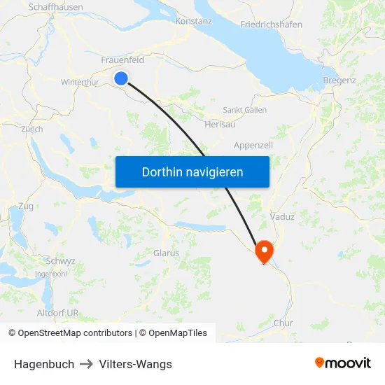 Hagenbuch to Vilters-Wangs map