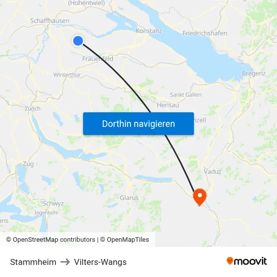 Stammheim to Vilters-Wangs map