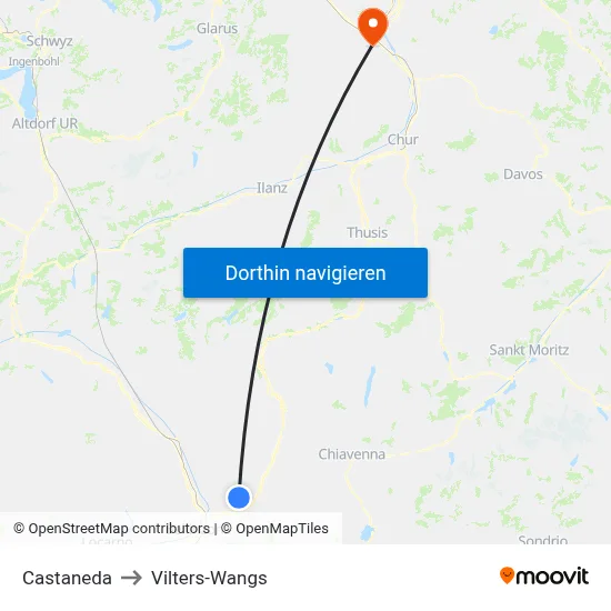 Castaneda to Vilters-Wangs map