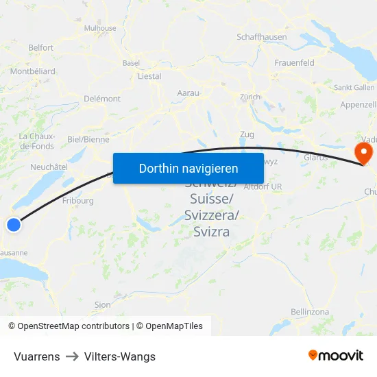Vuarrens to Vilters-Wangs map