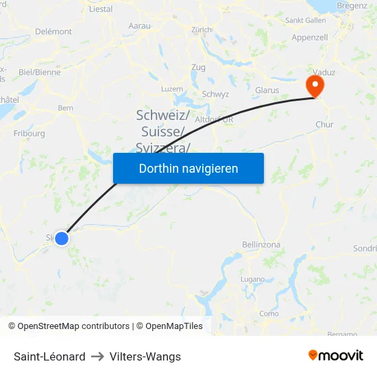 Saint-Léonard to Vilters-Wangs map
