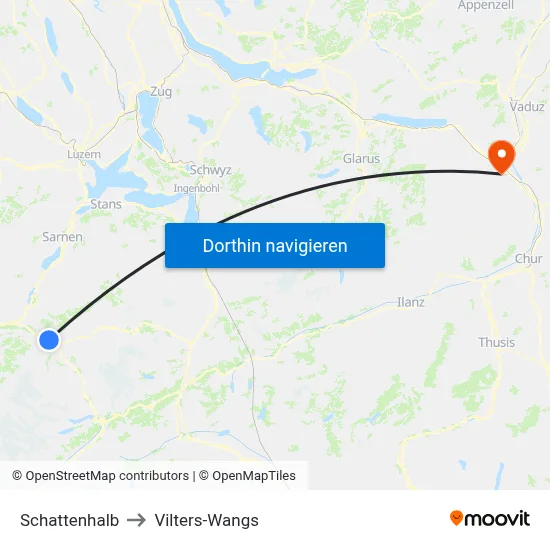 Schattenhalb to Vilters-Wangs map