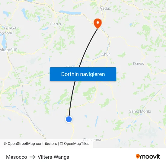 Mesocco to Vilters-Wangs map
