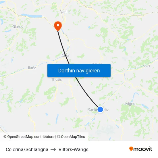 Celerina/Schlarigna to Vilters-Wangs map