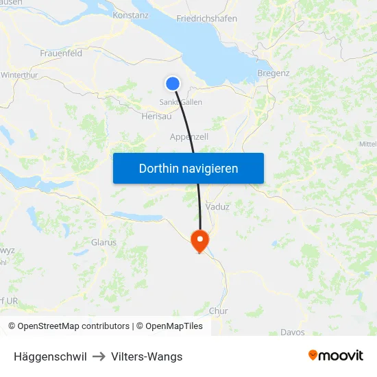 Häggenschwil to Vilters-Wangs map